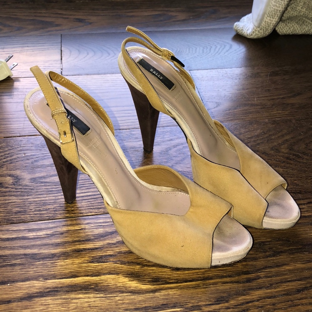 Bally suede platform sling backs